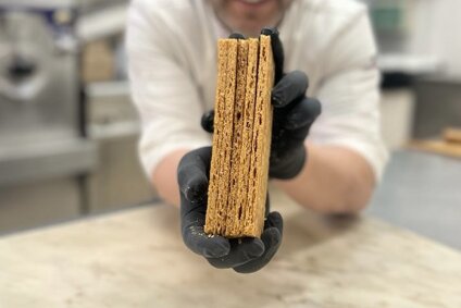 Puff pastry baked to approximately 7 mm thickness