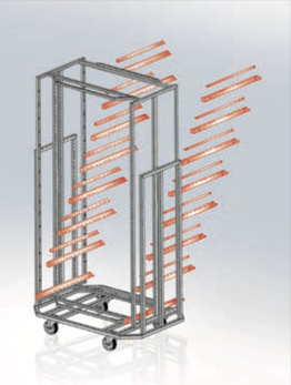 Adjustable spacing between trays