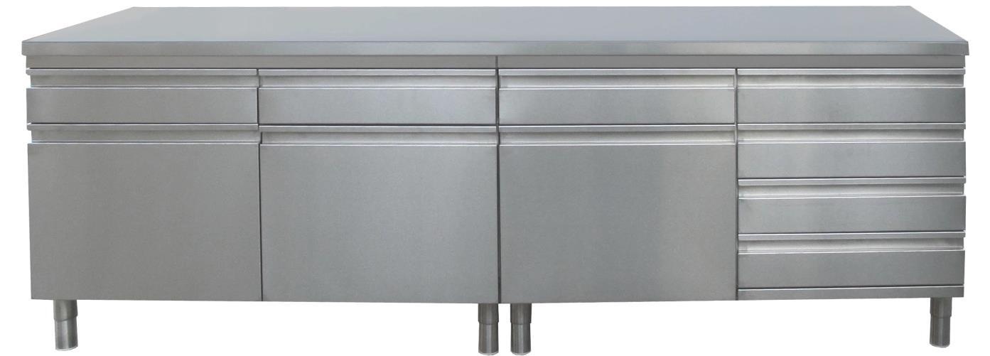 Tavoli modulari componibili QUADRI in acciaio inox